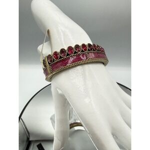 Heidi Daus Pink GLOBALLY GLAMOROUS  Crystal Bracelet Spring Hinged  Bangle RARE